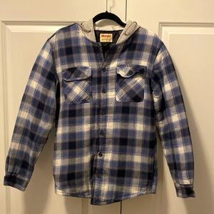 Wrangler Authentics Men's Long Sleeve Quilted Lined Flannel Jacket w/ Hood